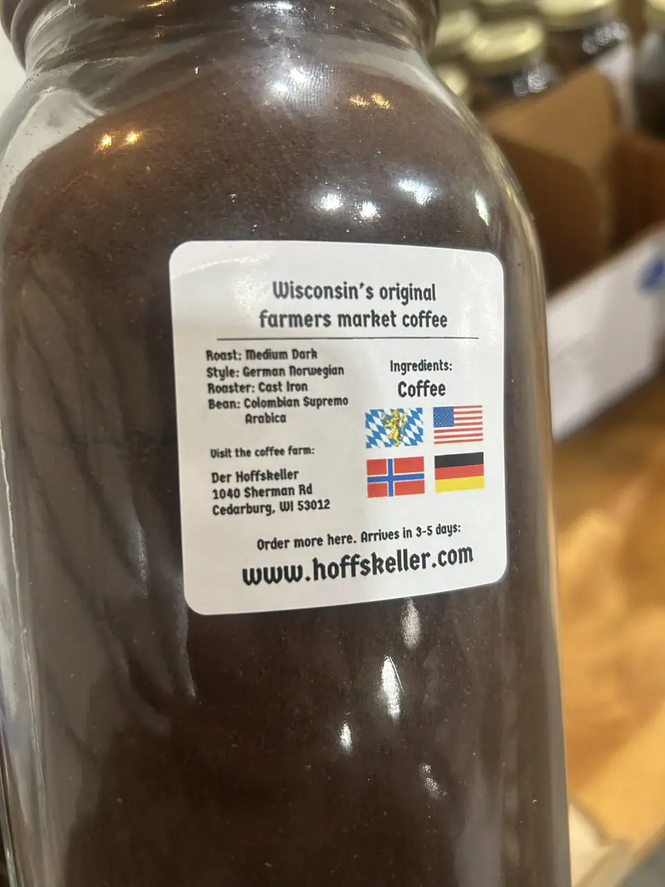 hoffskeller coffee big hoff back label