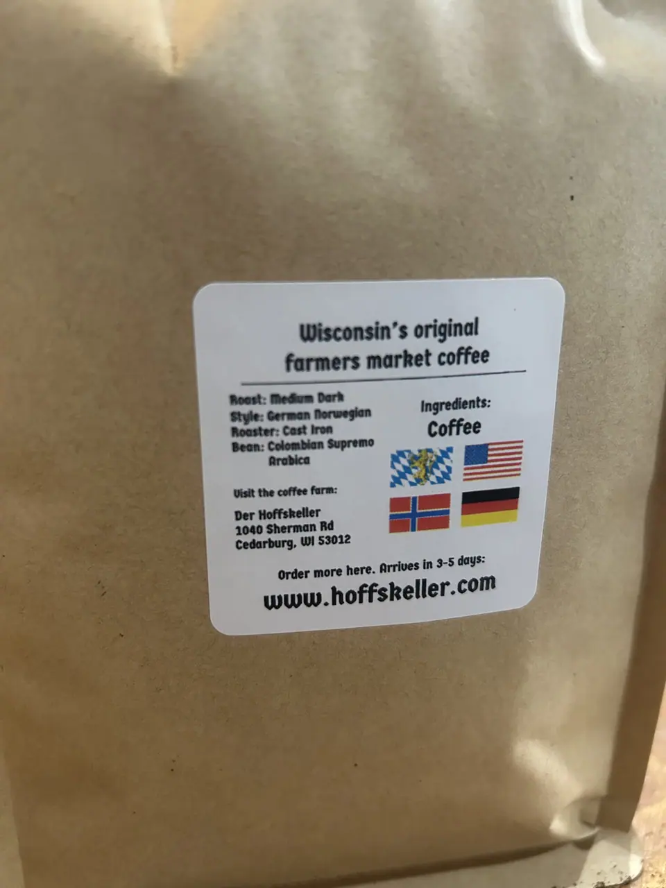 der hoffskeller coffee big hoff bag back label
